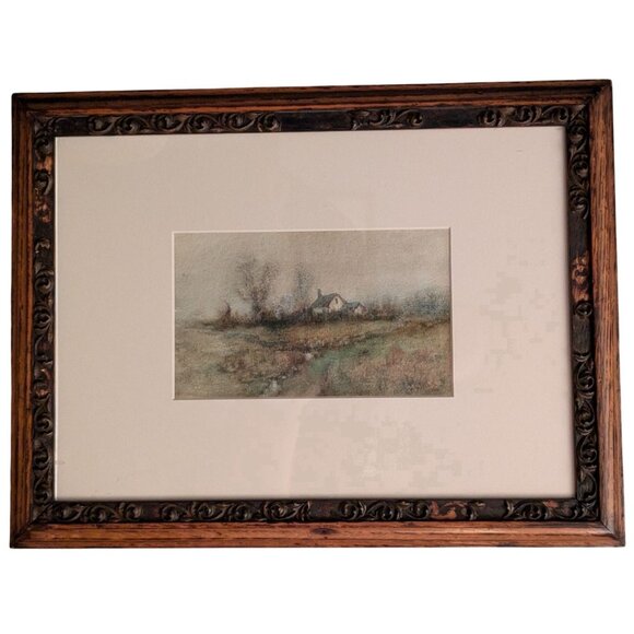 Antique J.G. Tyler Pastel Babbling Brook Artwork With Ornate Wood Frame - Picture 1 of 12